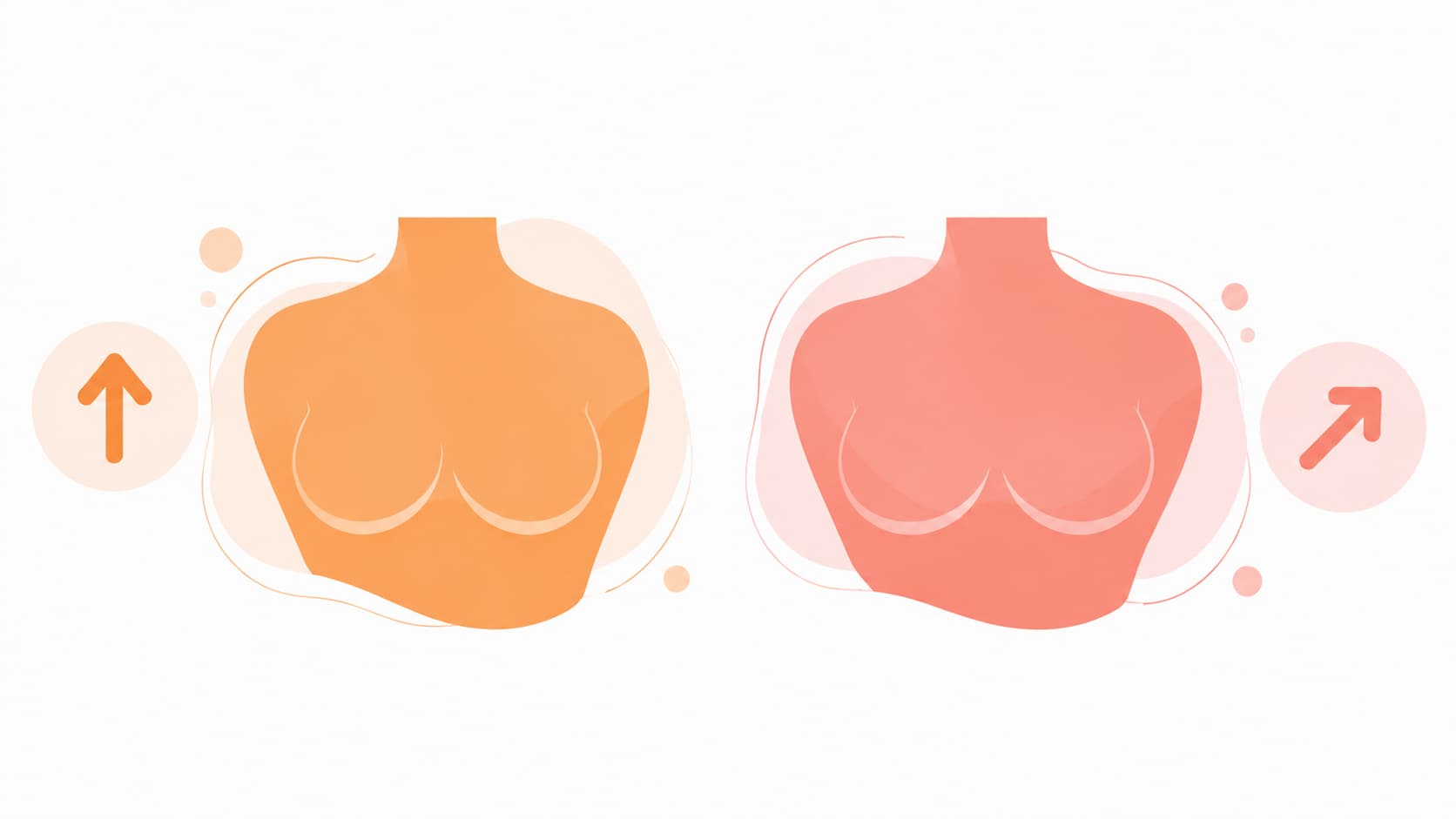 Visual comparison illustration of breast augmentation and breast lift goals